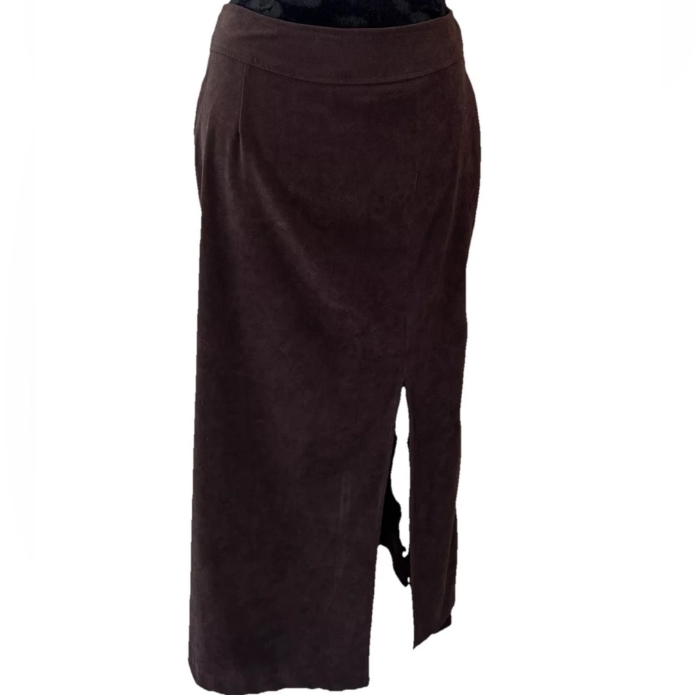 Giorgio Fiorlini collection‎ brown poly stretch back zip 90s Y2K maxi skirt Sz 4